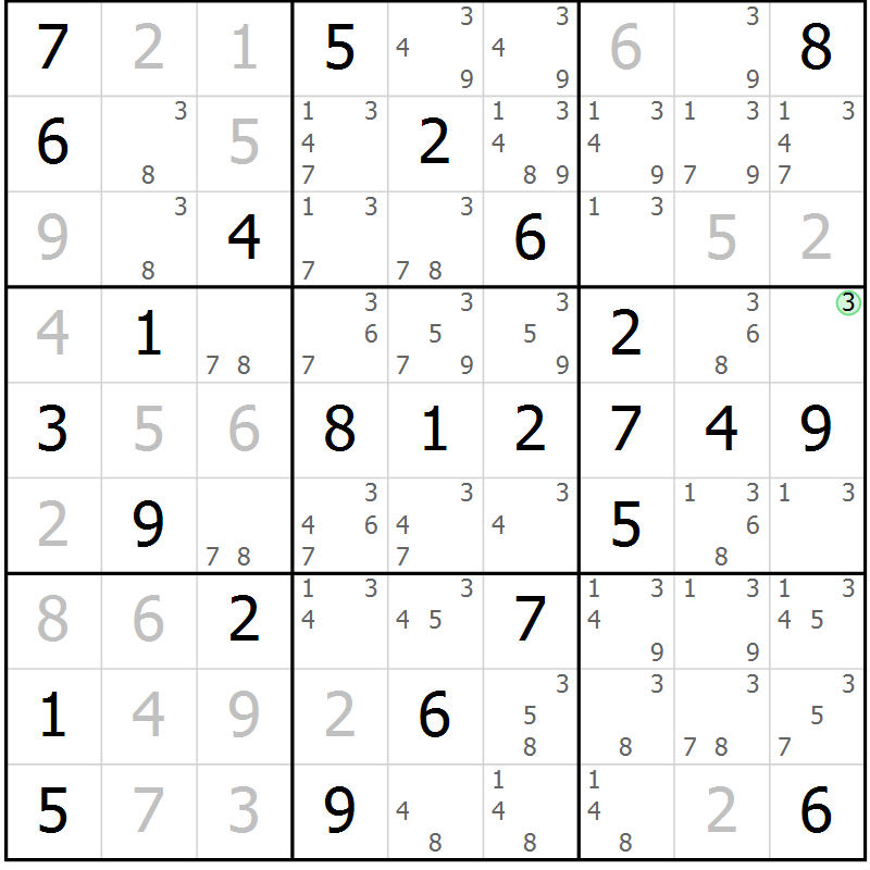 Position des candidats pour la solution de la Gr 62 page 65 du magazine de sudoku Virtuose n° 104
