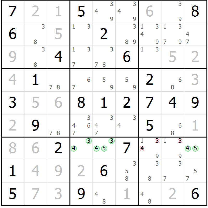 Position des candidats pour la solution de la Gr 62 page 65 du magazine de sudoku Virtuose n° 104
