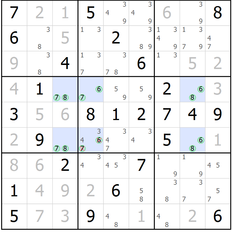 Position des candidats pour la solution de la Gr 62 page 65 du magazine de sudoku Virtuose n° 104
