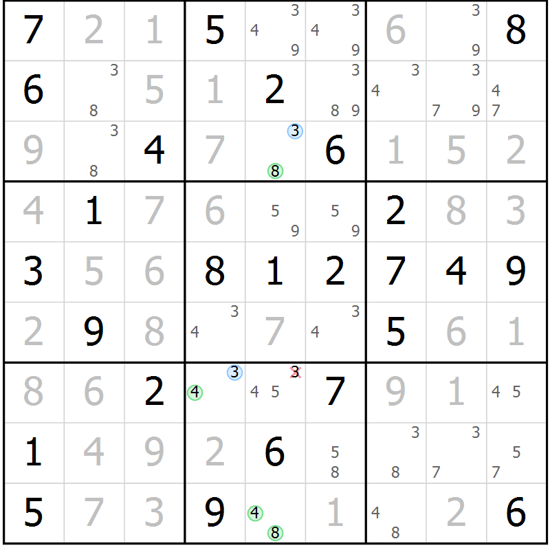 Position des candidats pour la solution de la Gr 62 page 65 du magazine de sudoku Virtuose n° 104