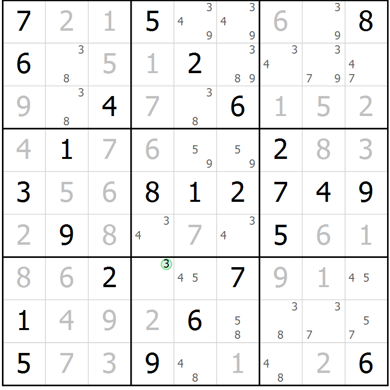 Position des candidats pour la solution de la Gr 62 page 65 du magazine de sudoku Virtuose n° 104
