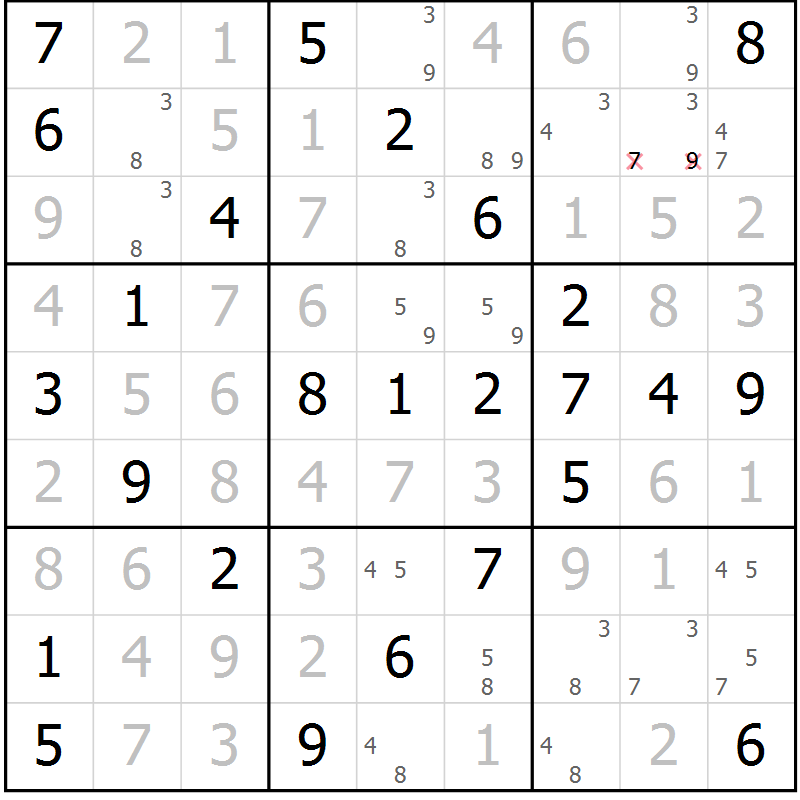 Position des candidats pour la solution de la Gr 62 page 65 du magazine de sudoku Virtuose n° 104
