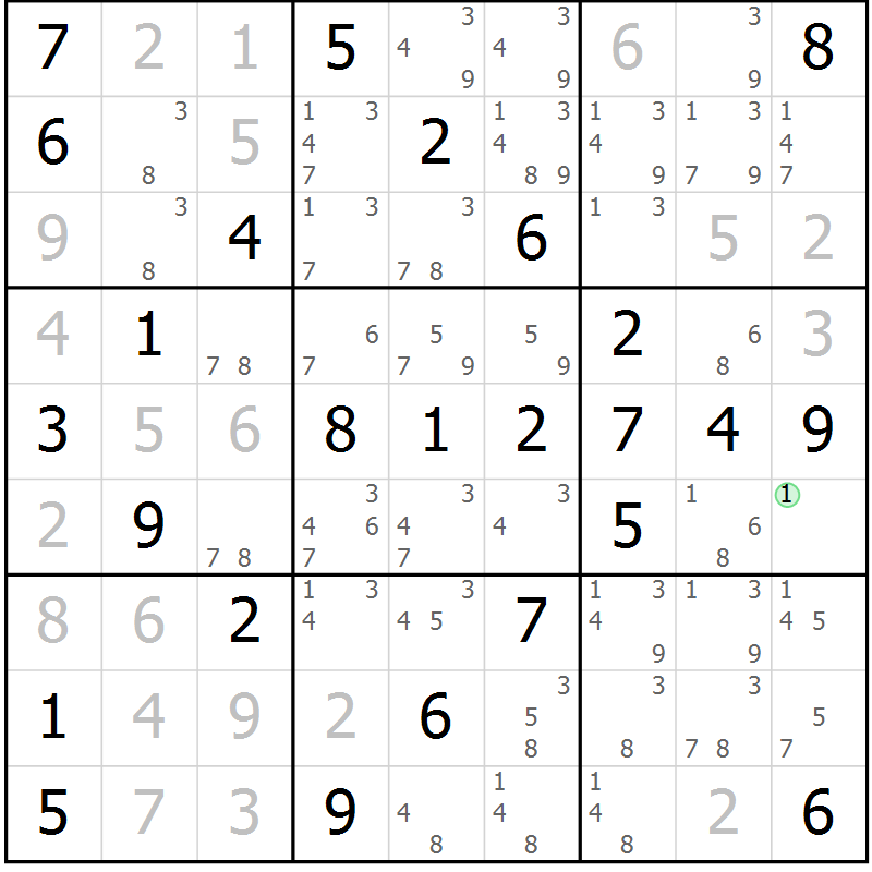 Position des candidats pour la solution de la Gr 62 page 65 du magazine de sudoku Virtuose n° 104