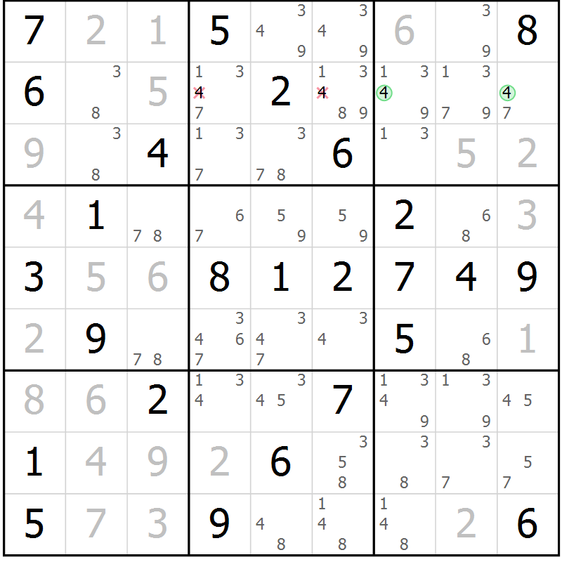 Position des candidats pour la solution de la Gr 62 page 65 du magazine de sudoku Virtuose n° 104