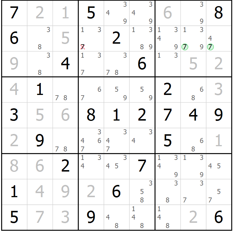 Position des candidats pour la solution de la Gr 62 page 65 du magazine de sudoku Virtuose n° 104