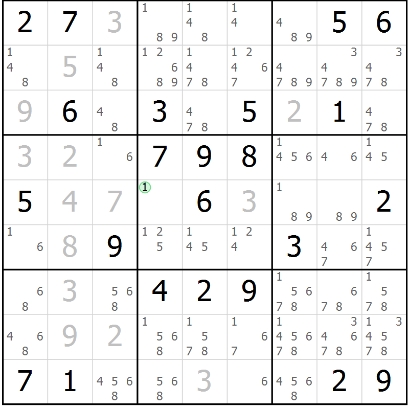 Position des candidats pour la solution de la Gr 63 page 66 du magazine de sudoku Virtuose n° 104