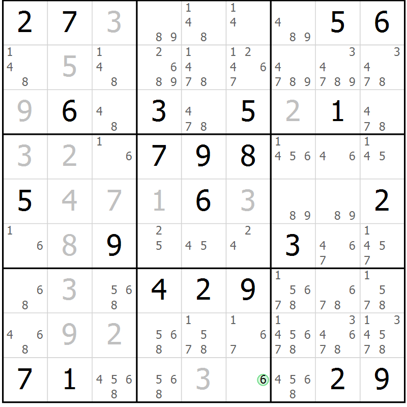 Position des candidats pour la solution de la Gr 63 page 66 du magazine de sudoku Virtuose n° 104