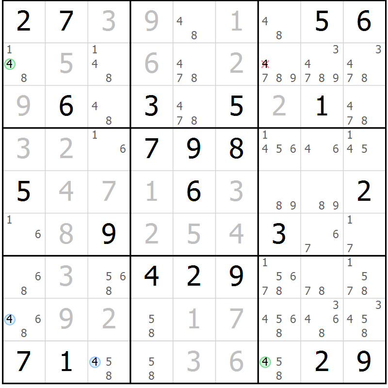 Position des candidats pour la solution de la Gr 63 page 66 du magazine de sudoku Virtuose n° 104
