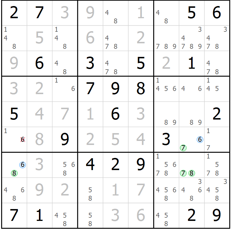 Position des candidats pour la solution de la Gr 63 page 66 du magazine de sudoku Virtuose n° 104