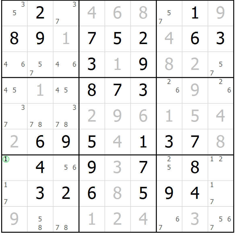 Position des candidats pour la solution de la Gr 64 page 67 du magazine de sudoku Virtuose n° 104