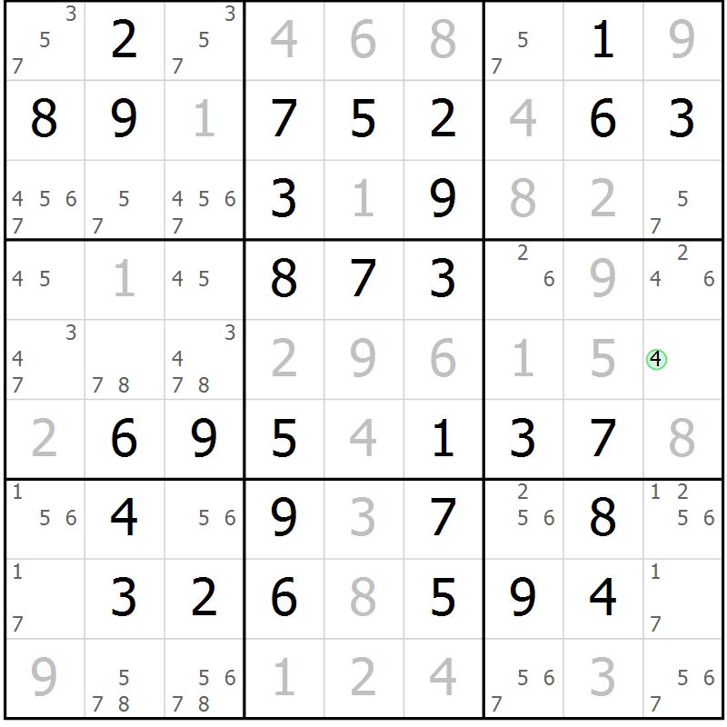 Position des candidats pour la solution de la Gr 64 page 67 du magazine de sudoku Virtuose n° 104
