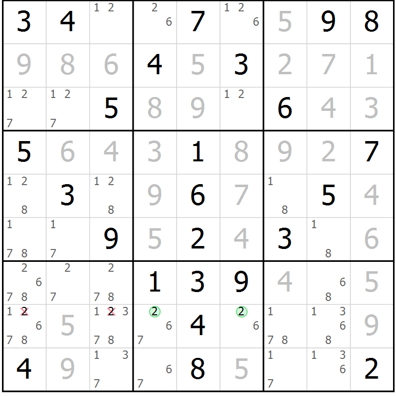 Position des candidats pour la solution de la Gr 66 page 69 du magazine de sudoku Virtuose n° 104