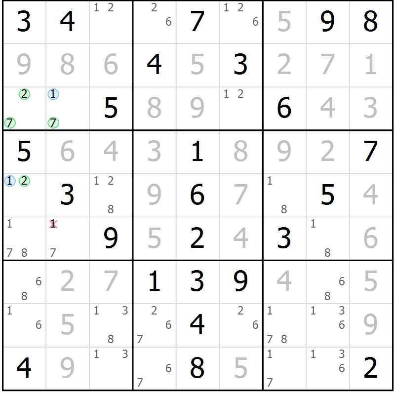 Position des candidats pour la solution de la Gr 66 page 69 du magazine de sudoku Virtuose n° 104