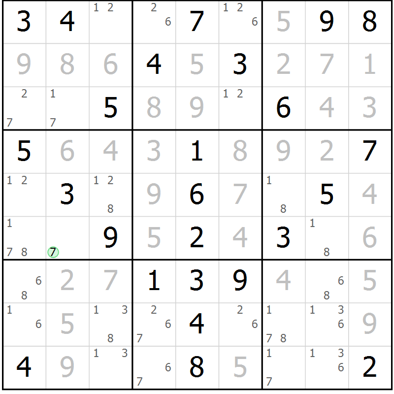 Position des candidats pour la solution de la Gr 66 page 69 du magazine de sudoku Virtuose n° 104