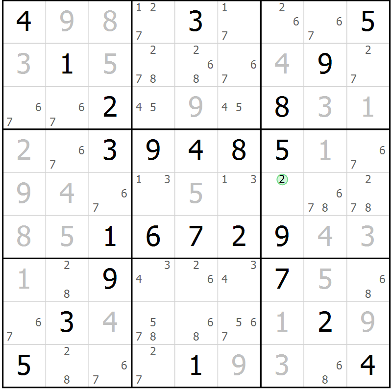 Position des candidats pour la solution de la Gr 68 page 71 du magazine de sudoku Virtuose n° 104