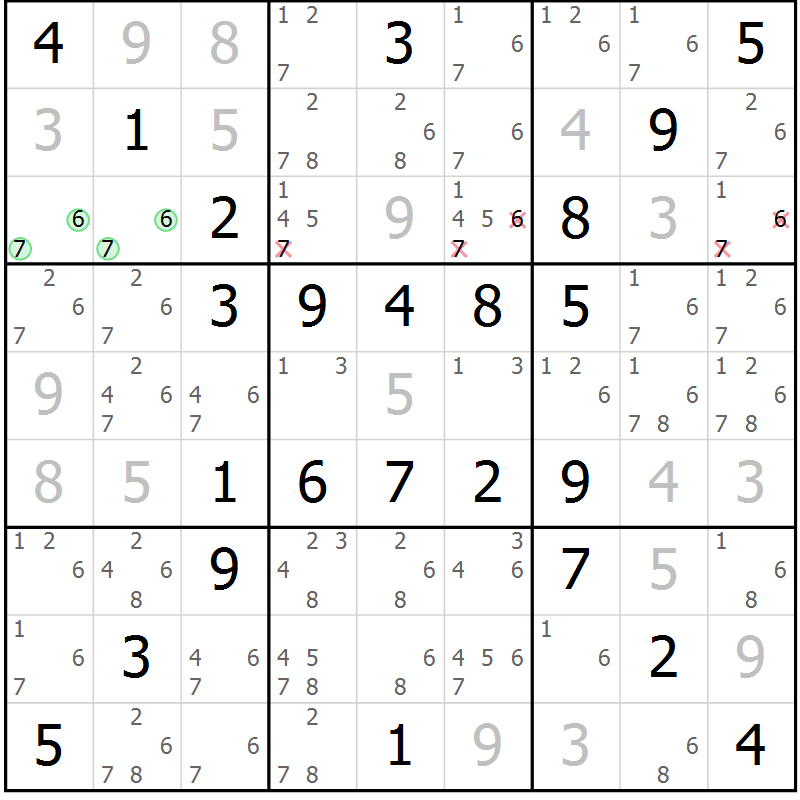 Position des candidats pour la solution de la Gr 68 page 71 du magazine de sudoku Virtuose n° 104