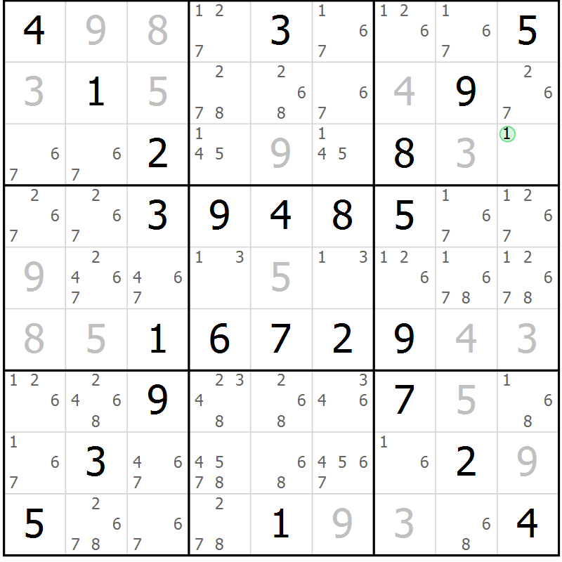 Position des candidats pour la solution de la Gr 68 page 71 du magazine de sudoku Virtuose n° 104