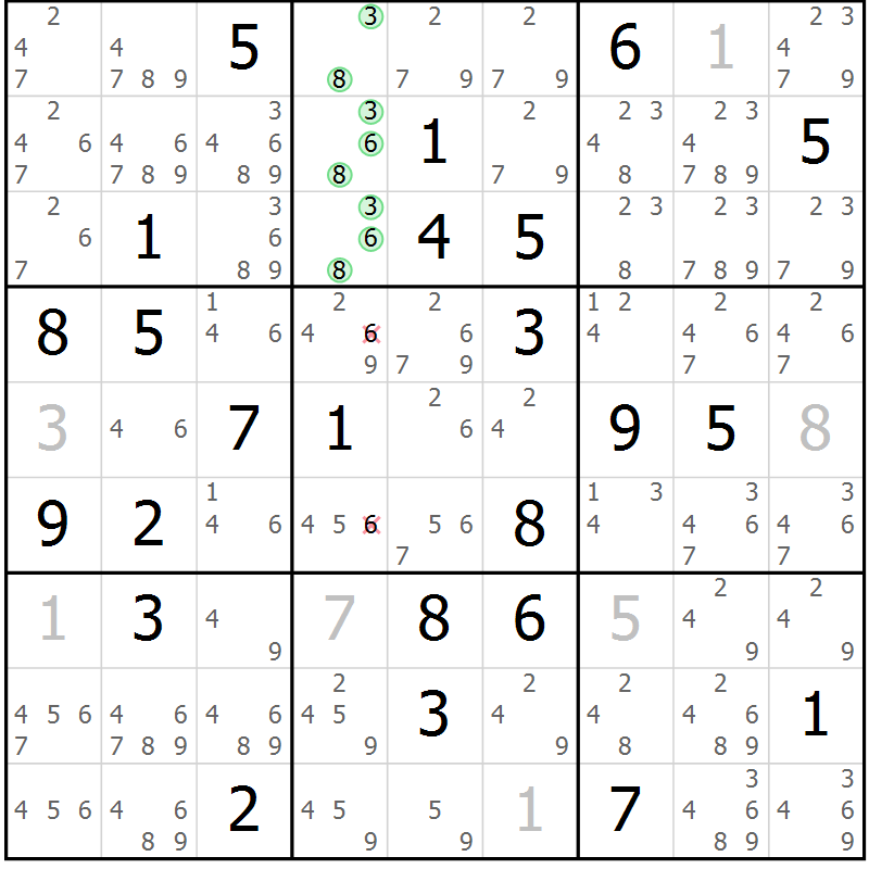 Position des candidats pour la solution de la Gr 69 page 72 du magazine de sudoku Virtuose n° 104