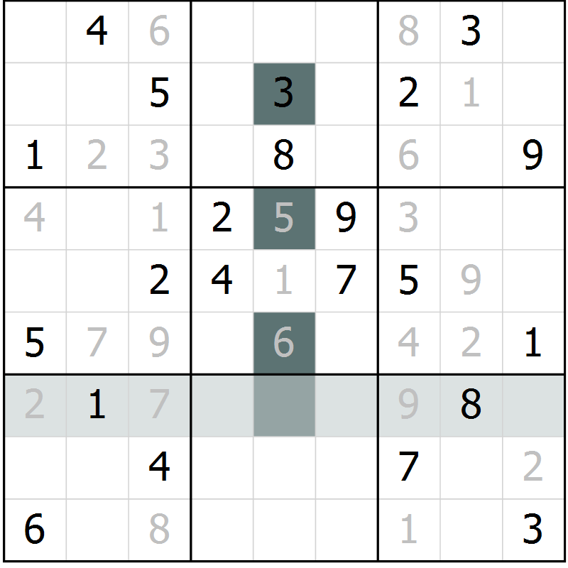 Position des candidats pour la solution de la Gr 7 page 10 du magazine de sudoku Virtuose n° 104