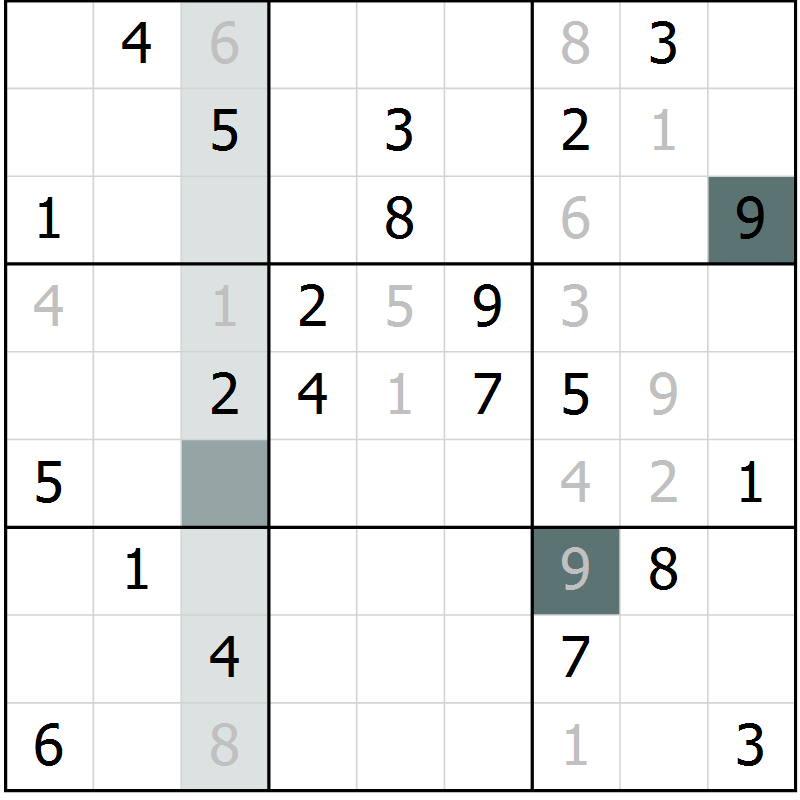 Position des candidats pour la solution de la Gr 7 page 10 du magazine de sudoku Virtuose n° 104