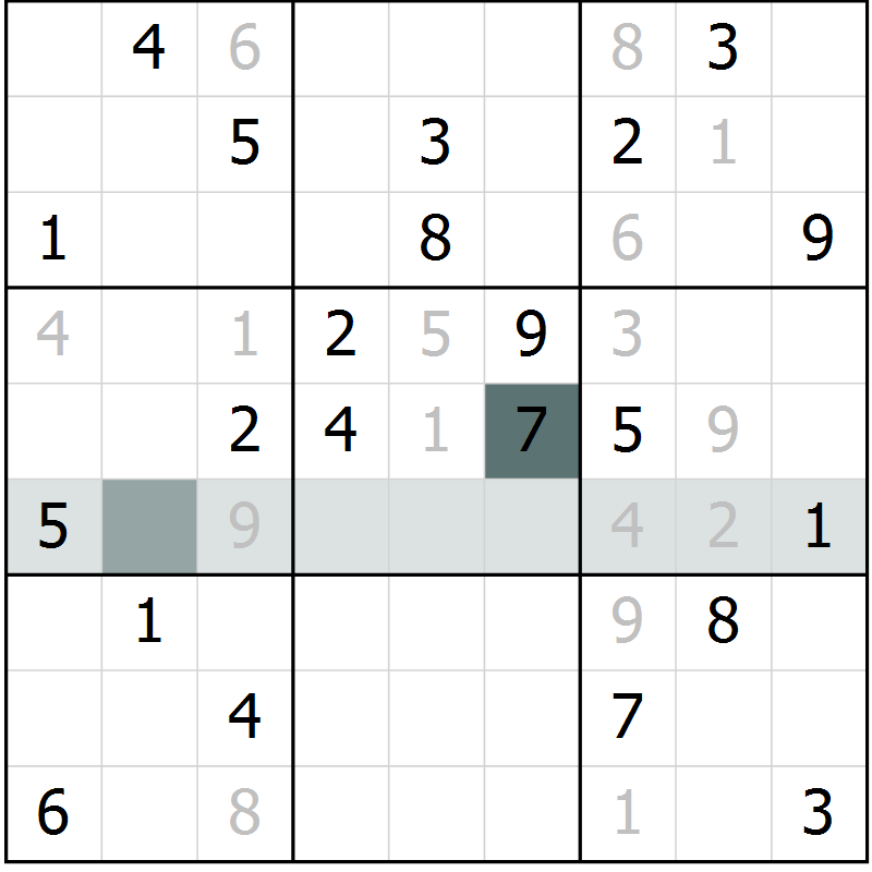 Position des candidats pour la solution de la Gr 7 page 10 du magazine de sudoku Virtuose n° 104