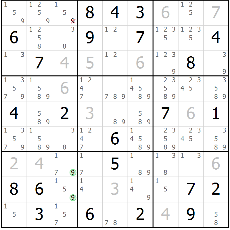 Position des candidats pour la solution de la Gr 73 page 76 du magazine de sudoku Virtuose n° 104