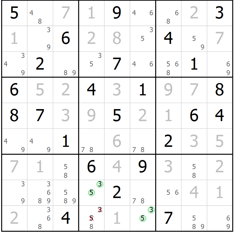 Position des candidats pour la solution de la Gr 74 page 77 du magazine de sudoku Virtuose n° 104