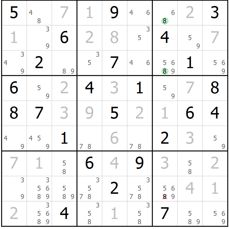 Position des candidats pour la solution de la Gr 74 page 77 du magazine de sudoku Virtuose n° 104
