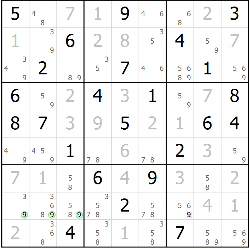 Position des candidats pour la solution de la Gr 74 page 77 du magazine de sudoku Virtuose n° 104