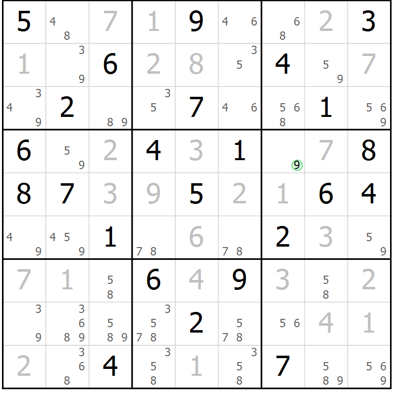 Position des candidats pour la solution de la Gr 74 page 77 du magazine de sudoku Virtuose n° 104