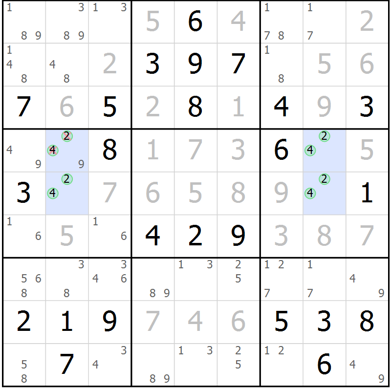 Position des candidats pour la solution de la Gr 78 page 81 du magazine de sudoku Virtuose n° 104