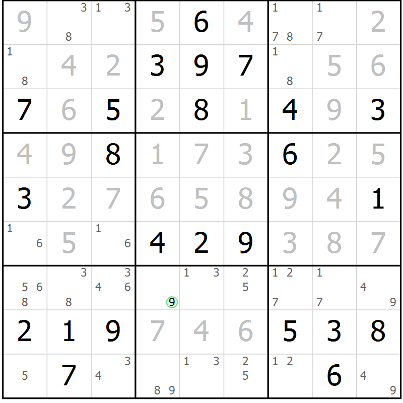 Position des candidats pour la solution de la Gr 78 page 81 du magazine de sudoku Virtuose n° 104