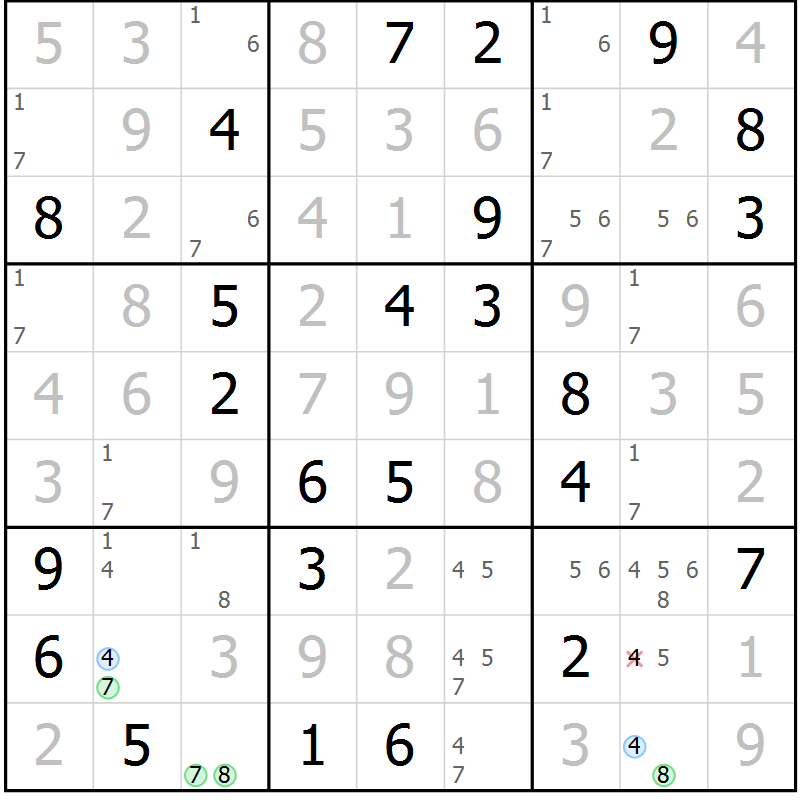 Position des candidats pour la solution de la Gr 80 page 83 du magazine de sudoku Virtuose n° 104