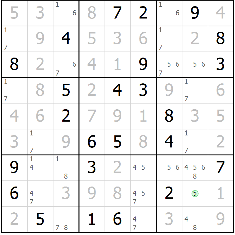 Position des candidats pour la solution de la Gr 80 page 83 du magazine de sudoku Virtuose n° 104