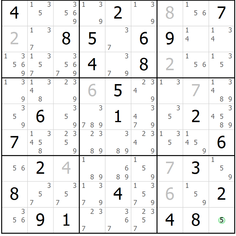Position des candidats pour la solution de la Gr 83 page 86 du magazine de sudoku Virtuose n° 104
