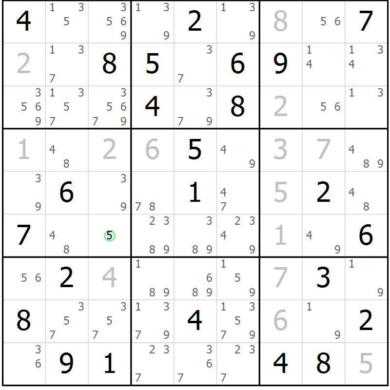 Position des candidats pour la solution de la Gr 83 page 86 du magazine de sudoku Virtuose n° 104