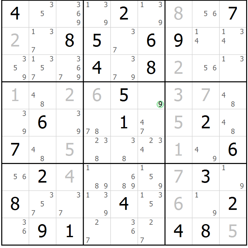 Position des candidats pour la solution de la Gr 83 page 86 du magazine de sudoku Virtuose n° 104
