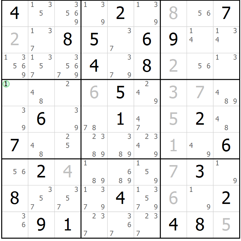 Position des candidats pour la solution de la Gr 83 page 86 du magazine de sudoku Virtuose n° 104