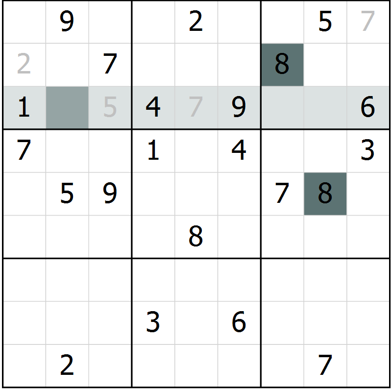 Position des candidats pour la solution de la Gr 9 page 12 du magazine de sudoku Virtuose n° 104