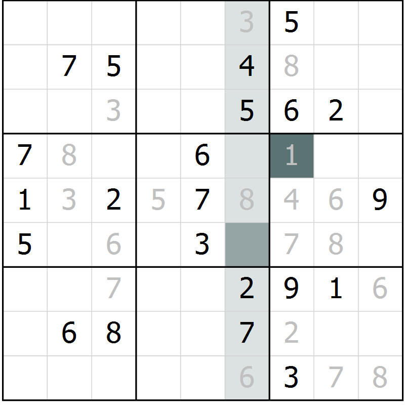 Position des candidats pour la solution de la Gr 1 page 4 du magazine de sudoku Virtuose n° 105