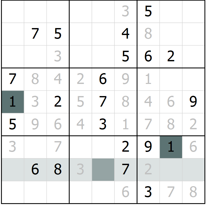 Position des candidats pour la solution de la Gr 1 page 4 du magazine de sudoku Virtuose n° 105