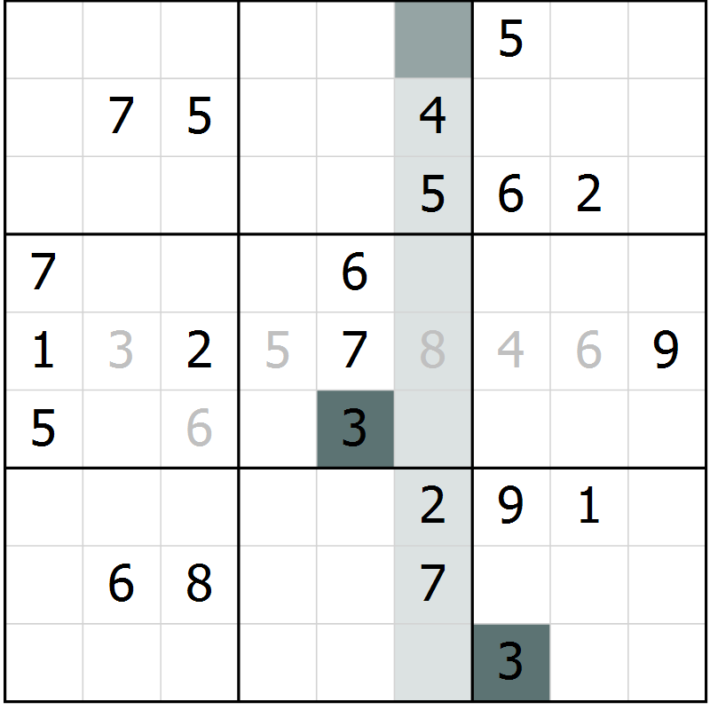 Position des candidats pour la solution de la Gr 1 page 4 du magazine de sudoku Virtuose n° 105
