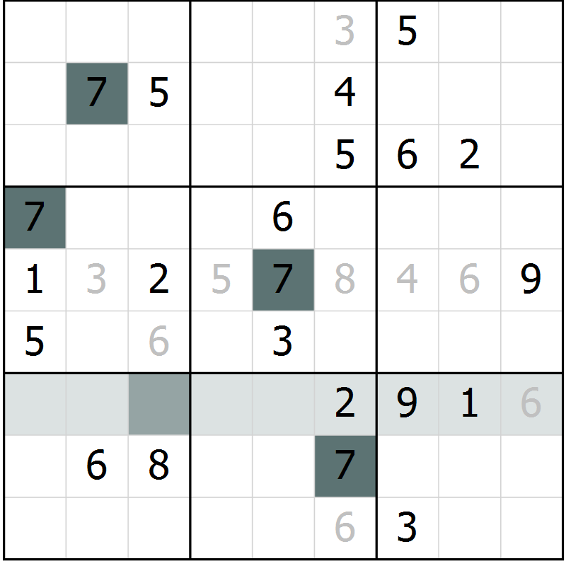 Position des candidats pour la solution de la Gr 1 page 4 du magazine de sudoku Virtuose n° 105