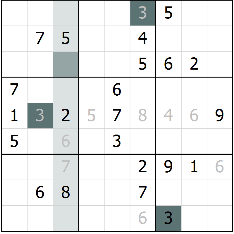 Position des candidats pour la solution de la Gr 1 page 4 du magazine de sudoku Virtuose n° 105