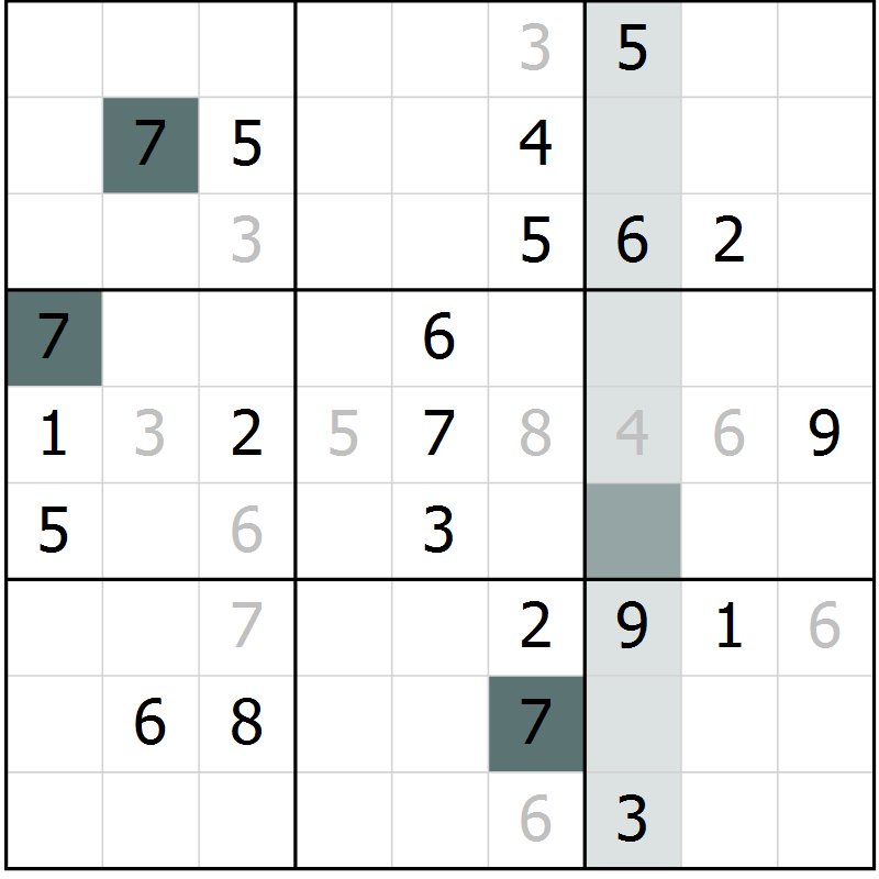 Position des candidats pour la solution de la Gr 1 page 4 du magazine de sudoku Virtuose n° 105