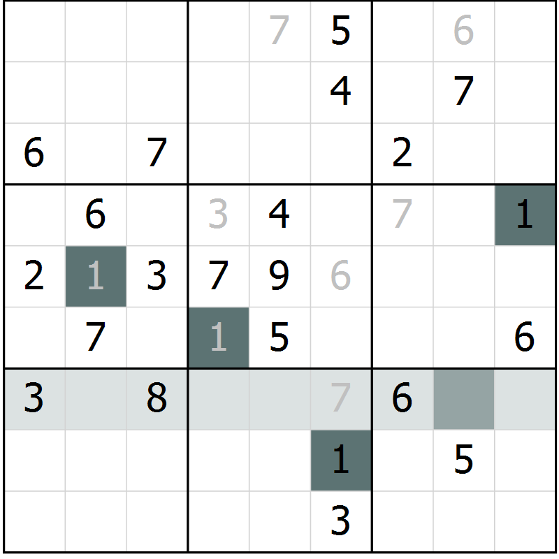 Position des candidats pour la solution de la Gr 11 page 14 du magazine de sudoku Virtuose n° 105