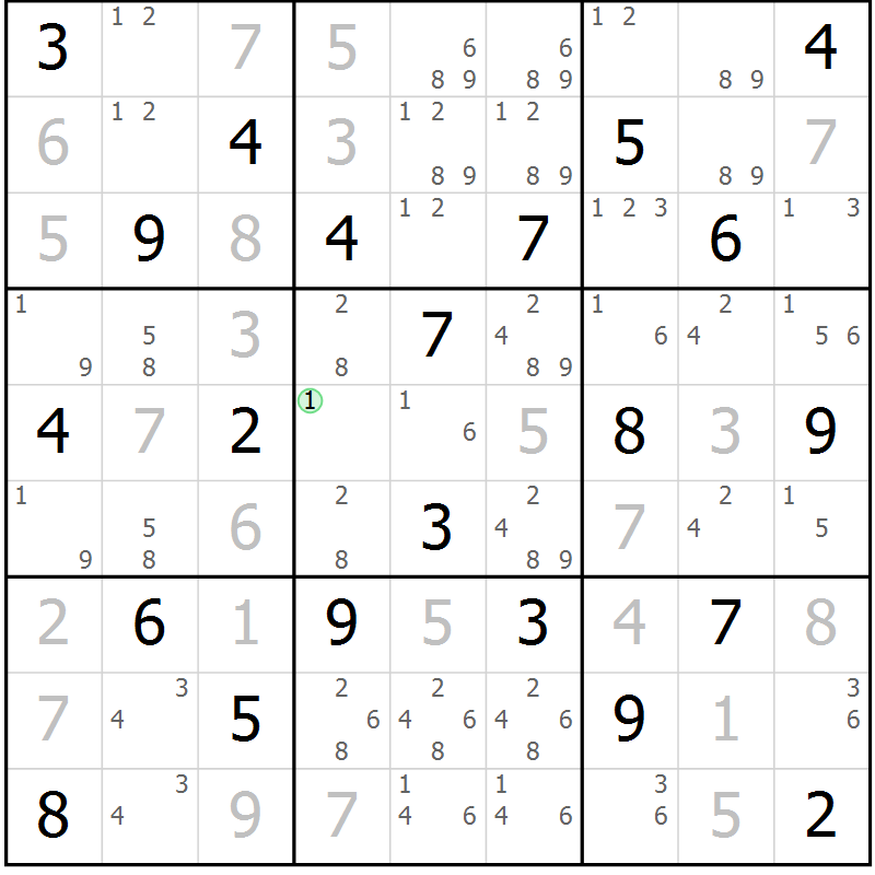 Position des candidats pour la solution de la Gr 13 page 16 du magazine de sudoku Virtuose n° 105
