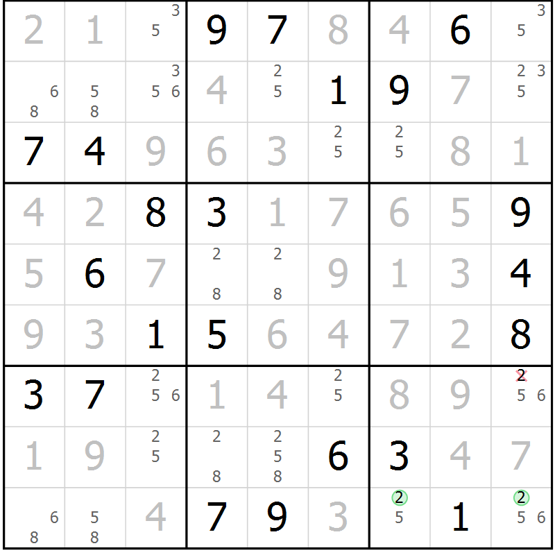 Position des candidats pour la solution de la Gr 16 page 19 du magazine de sudoku Virtuose n° 105