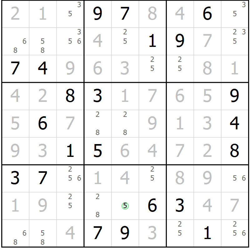 Position des candidats pour la solution de la Gr 16 page 19 du magazine de sudoku Virtuose n° 105