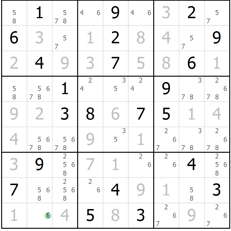 Position des candidats pour la solution de la Gr 18 page 21 du magazine de sudoku Virtuose n° 105